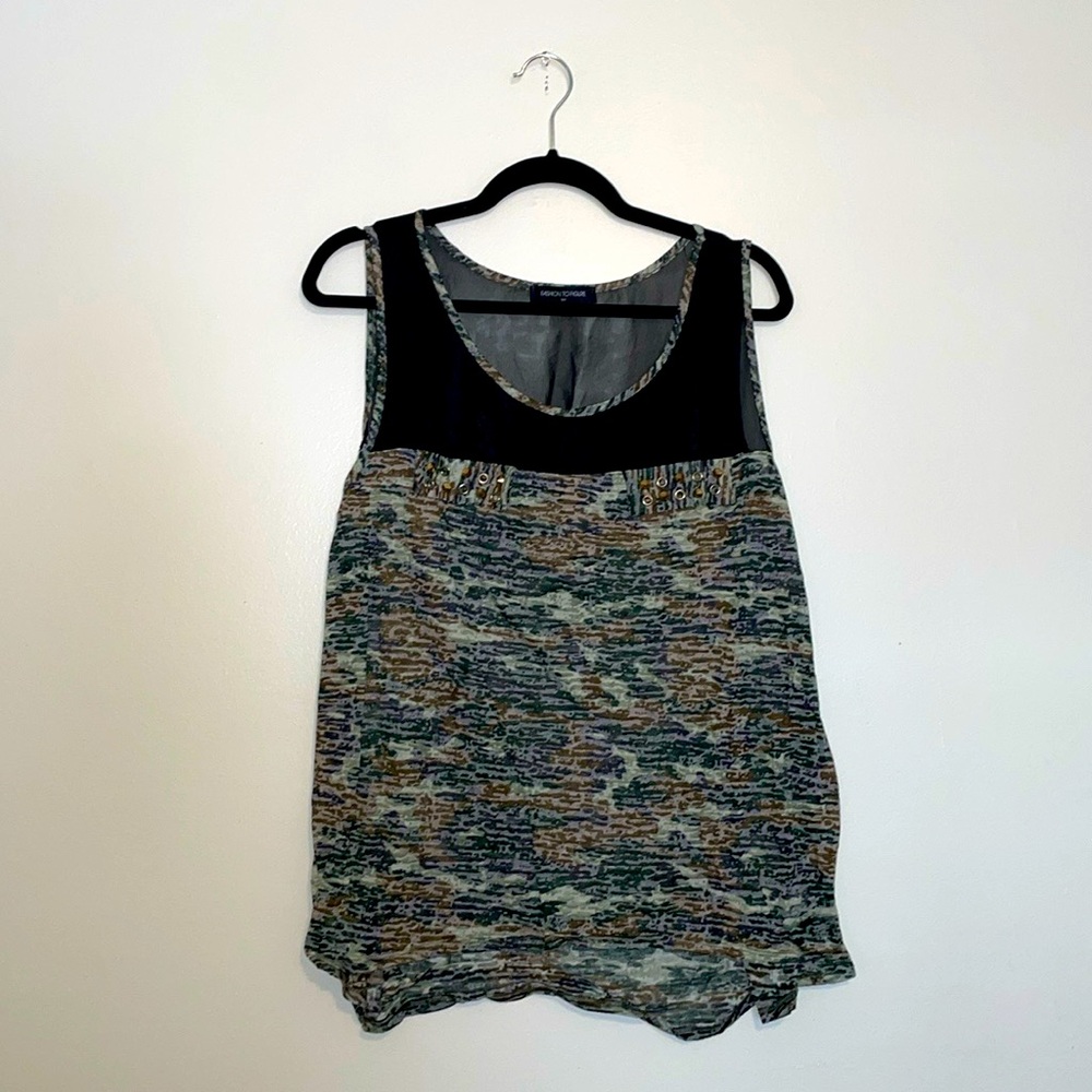 Fashion To Figure | Multicolor Semi Sheer Top Loose Fit Sleeveless Blouse
